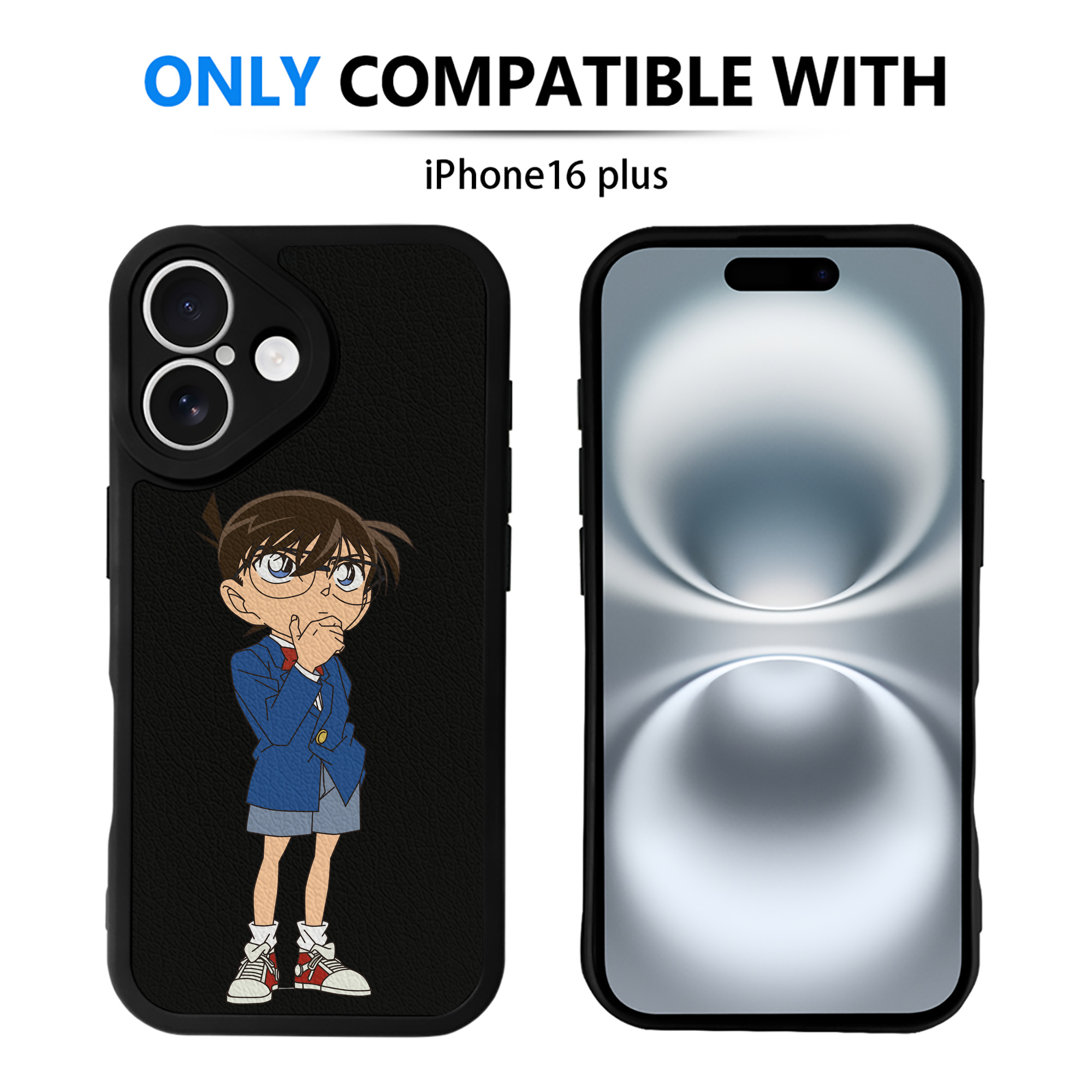 （画像用） 名探偵コナン 江戸川 コナン Detective Conan Conan Edogawa 【iPhone 16シリーズ対応】シリコンスマホケース（レザー調） 材質：シリコン